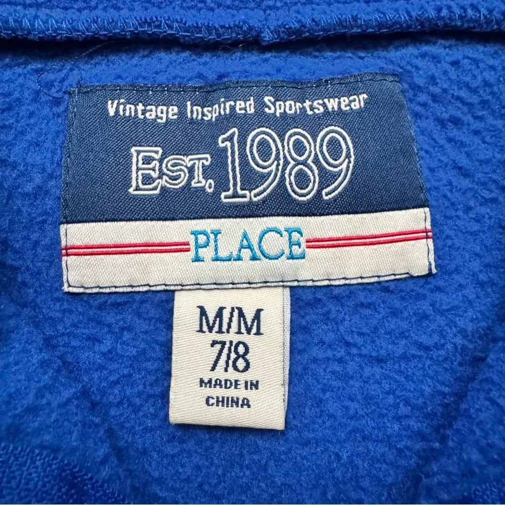 The Children's Place Blue Gray Stripe Quarter Zip Fleece Sweatshirt Size M 7-8